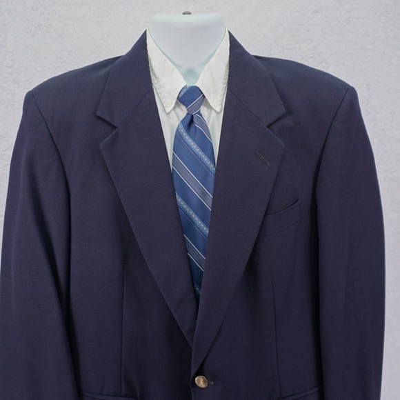 Savile Row Cool Wool Gold Button Blue Blazer 42R 2 Button